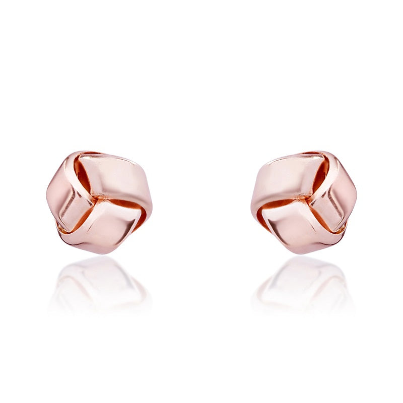 9ct Rose Gold 5mm Looped Knot Stud Earrings