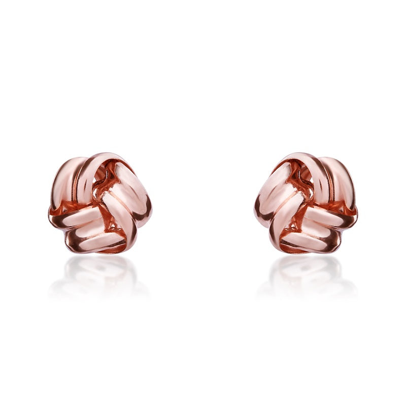 9ct Rose Gold 4.5mm Looped Knot Stud Earrings