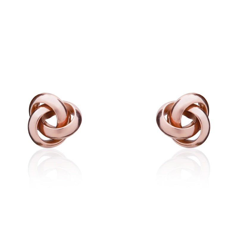 9ct Rose Gold 7mm Looped Knot Stud Earrings