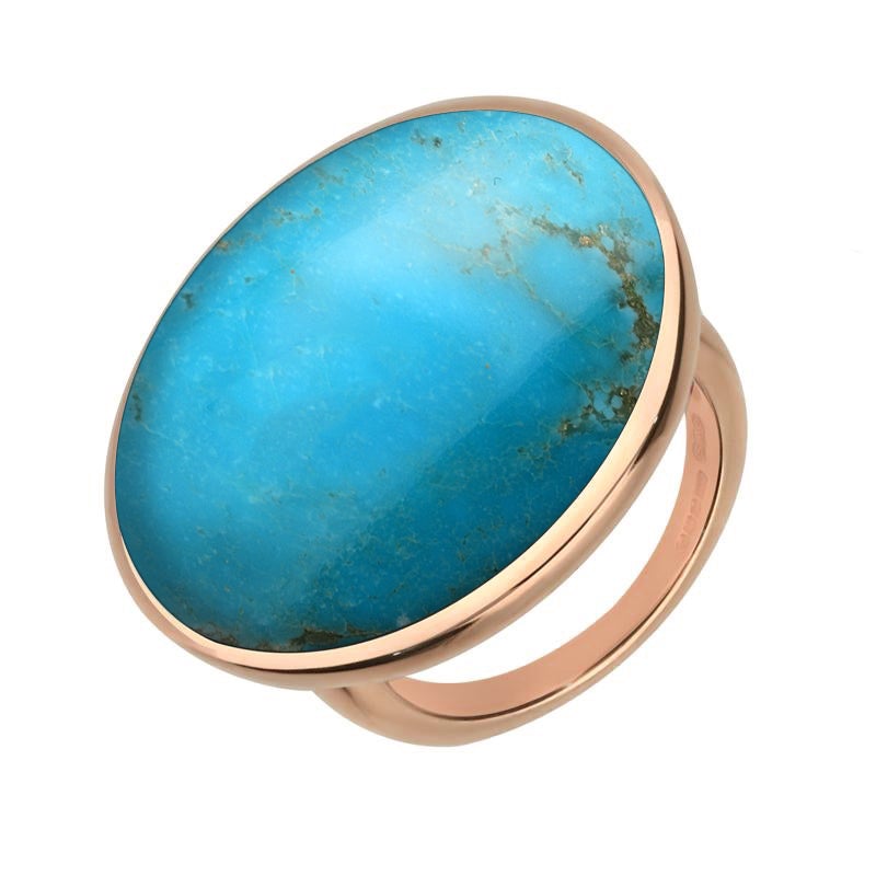 9ct Rose Gold Turquoise Round Ring - Rose Gold