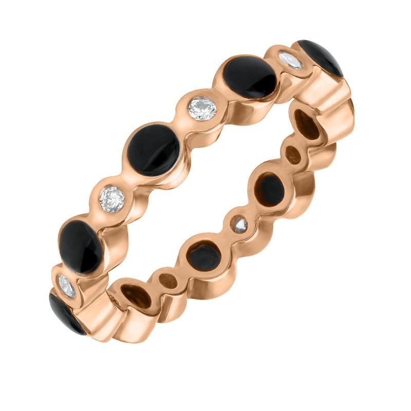 9ct Rose Gold Whitby Jet Diamond Eternity Ring