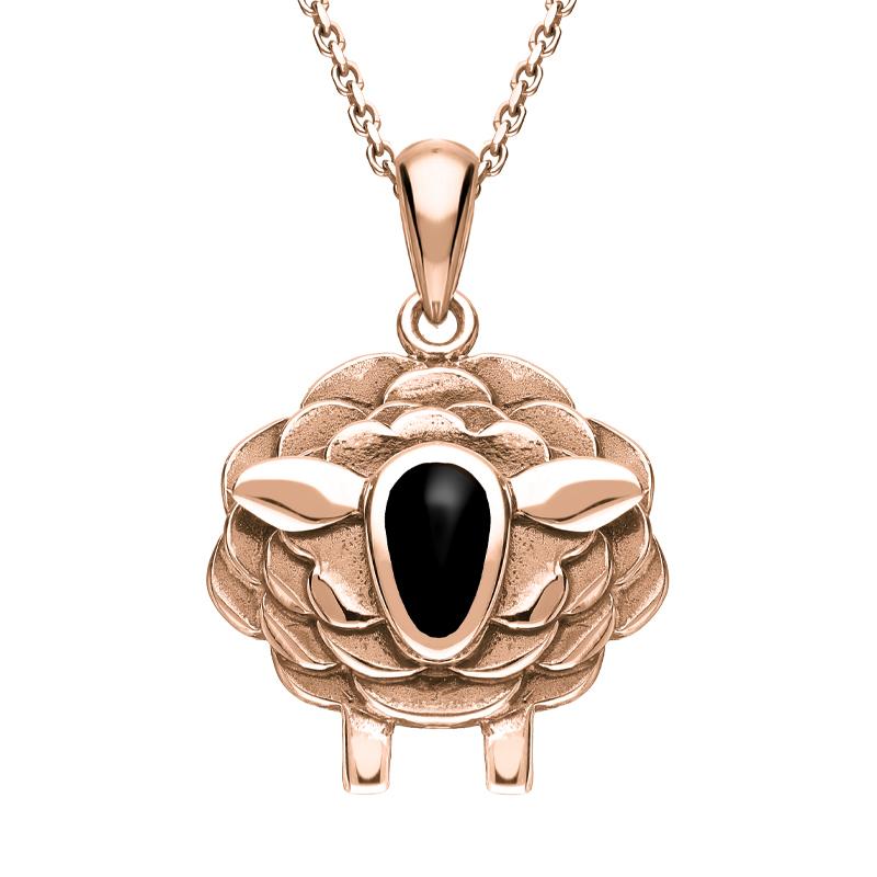 9ct Rose Gold Whitby Jet Sheep Necklace