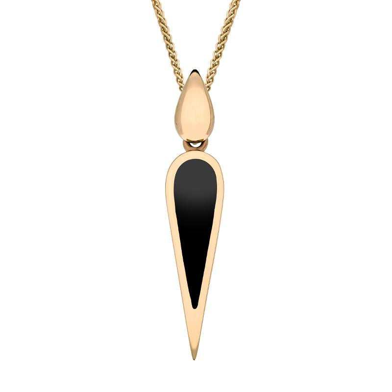 9ct Rose Gold Whitby Jet Toscana Pear Drop Necklace. - Rose Gold