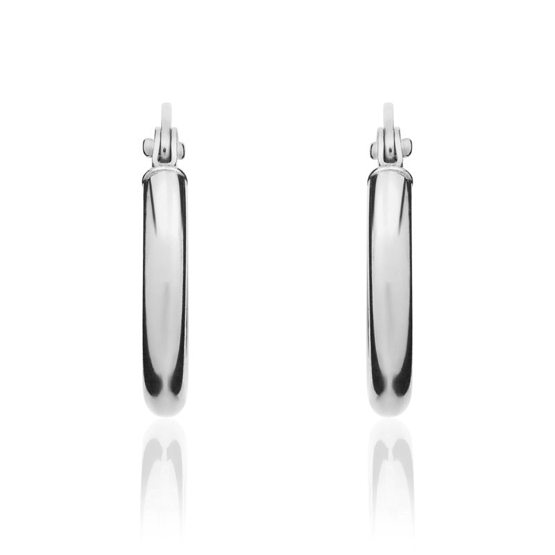 9ct White Gold 13mm Hoop Earrings