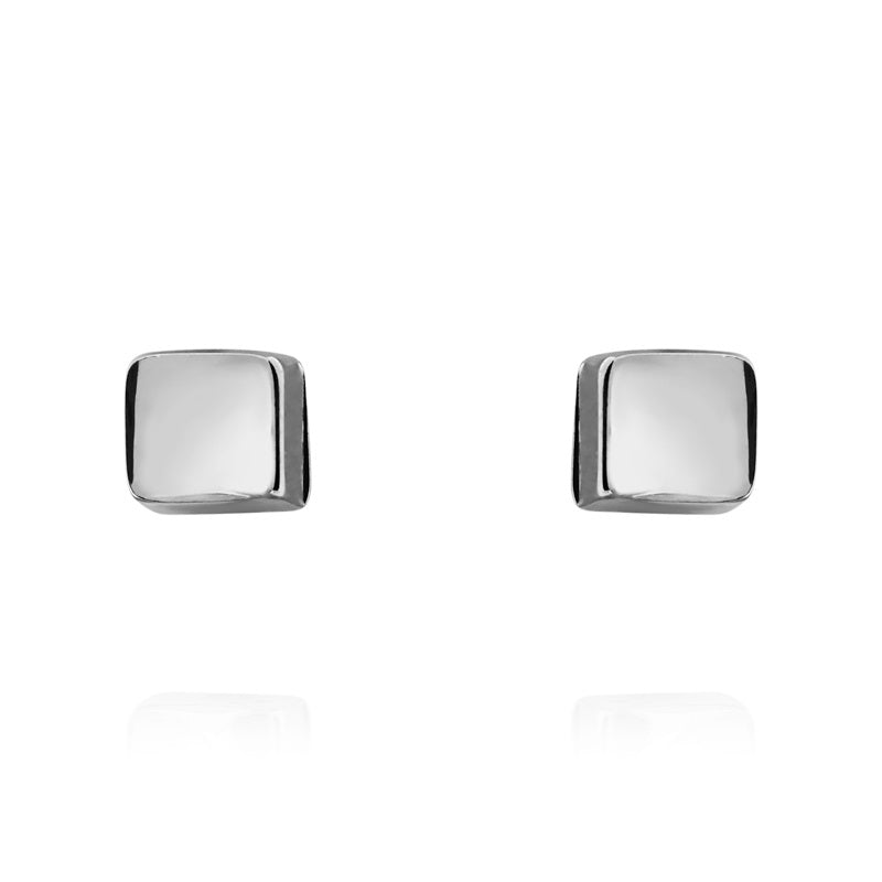 9ct White Gold 3mm Cube Stud Earrings