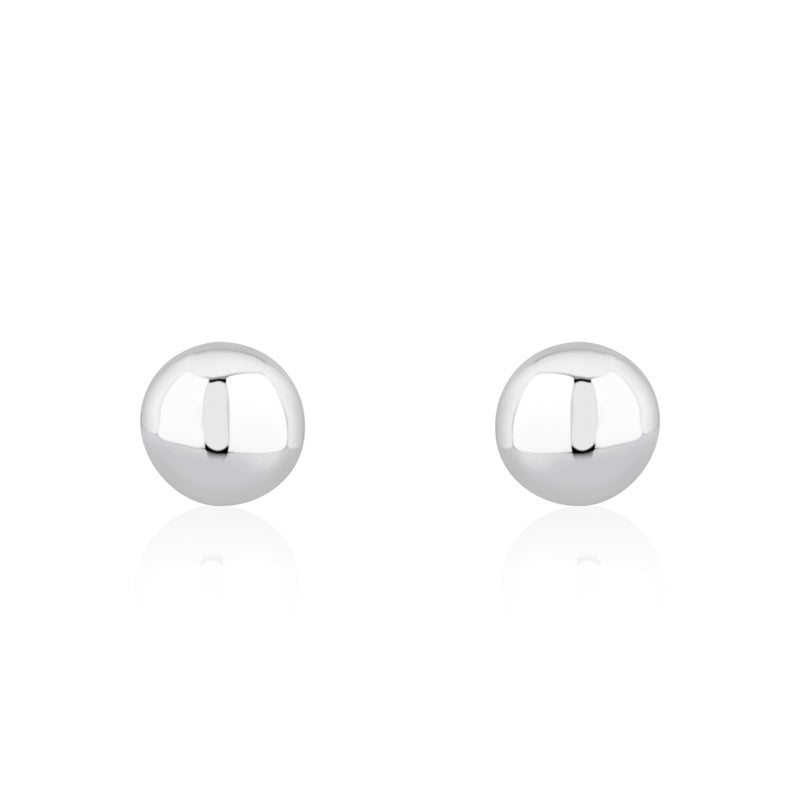 9ct White Gold 8mm Button Stud Earrings