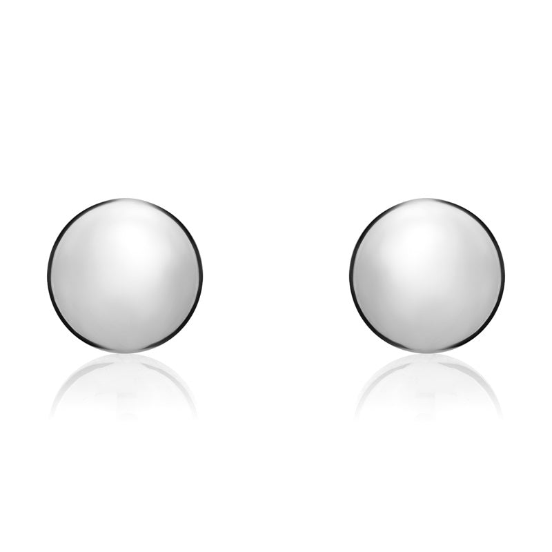 9ct White Gold 10mm Button Stud Earrings