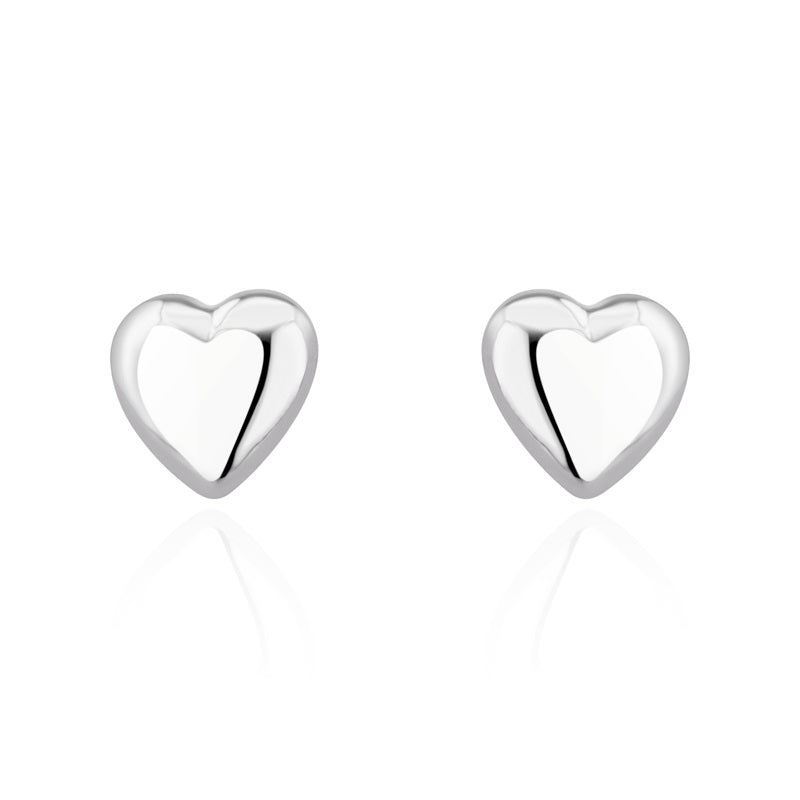 9ct White Gold 10mm Curved Heart Stud Earrings