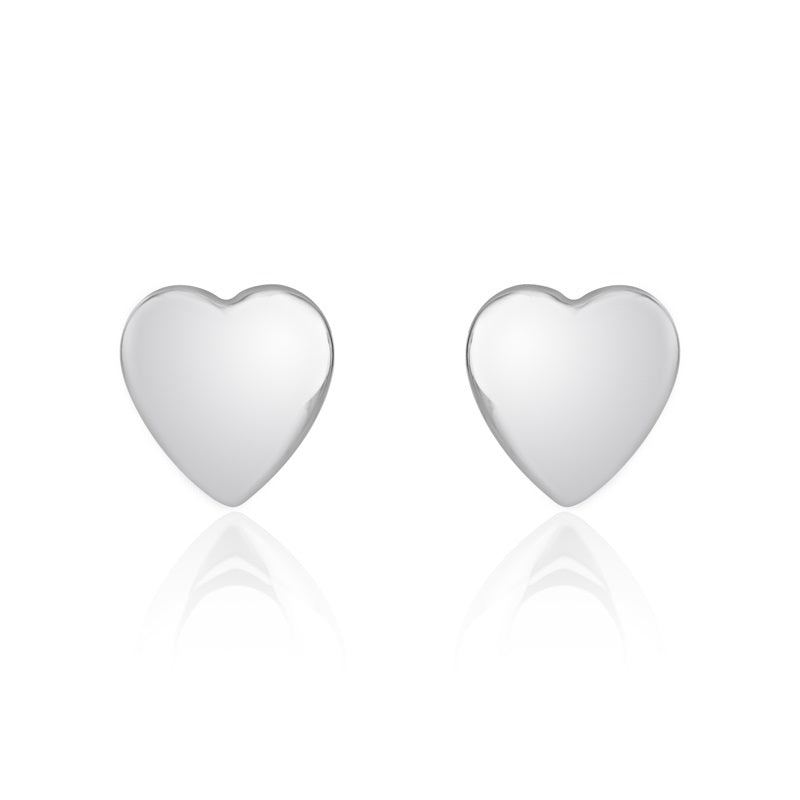 9ct White Gold 8.5mm Heart Stud Earrings