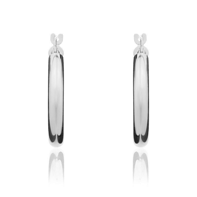 9ct White Gold 20.5mm Hoop Earrings