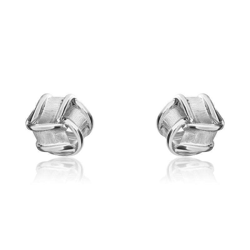 9ct White Gold 10mm Looped Knot Stud Earrings
