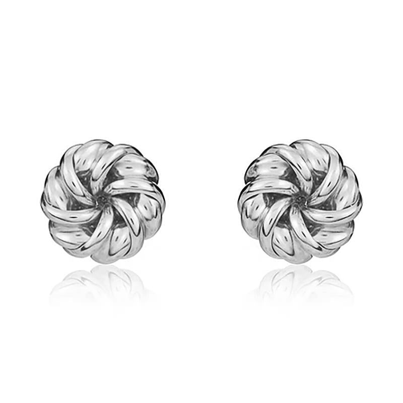 9ct White Gold 7mm Looped Knot Stud Earrings