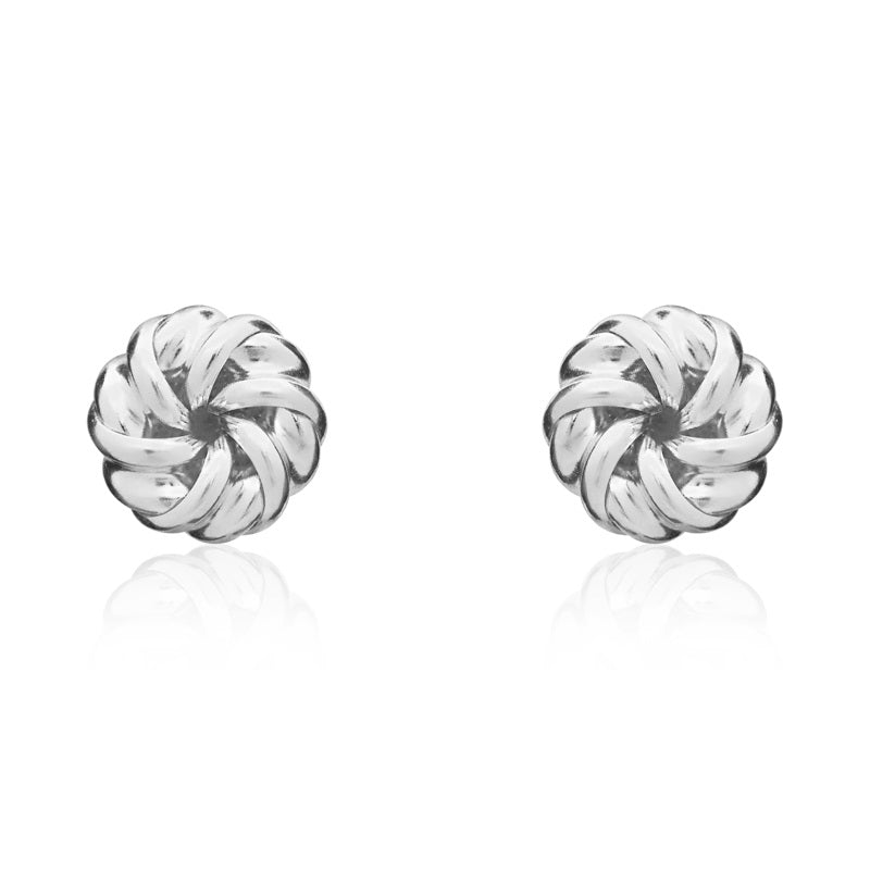 9ct White Gold 6mm Looped Knot Stud Earrings