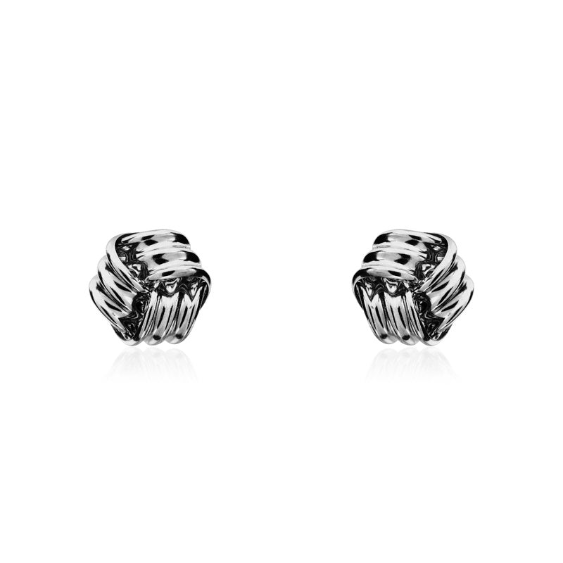 9ct White Gold 5mm Looped Knot Stud Earrings