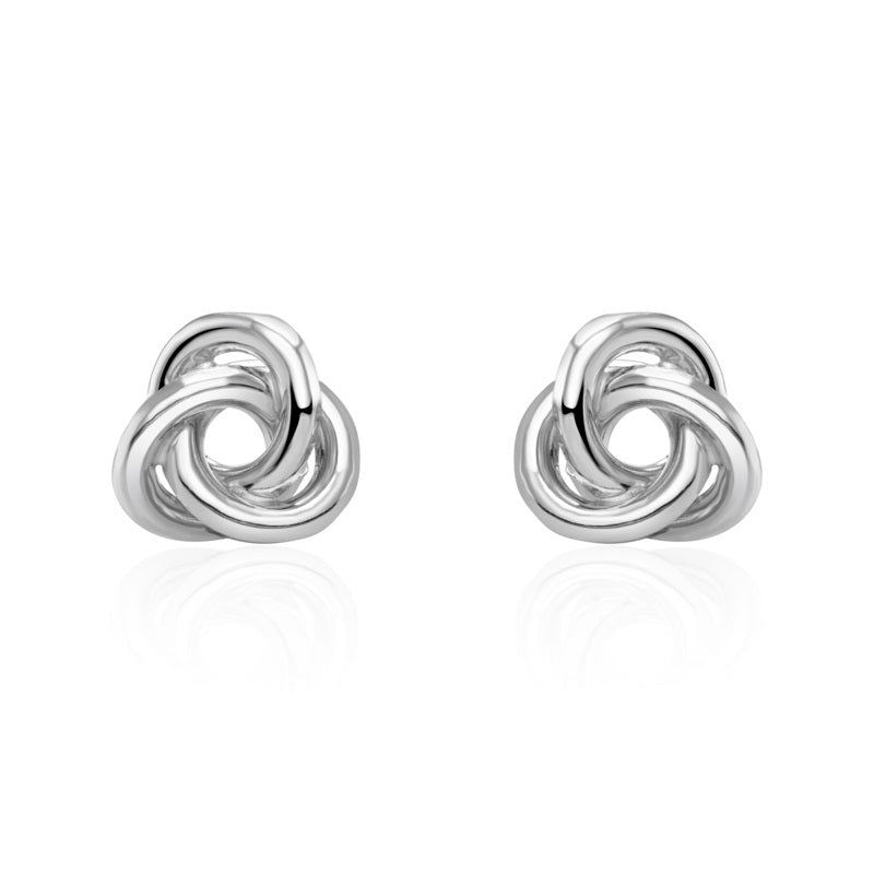 9ct White Gold 11mm Looped Knot Stud Earrings