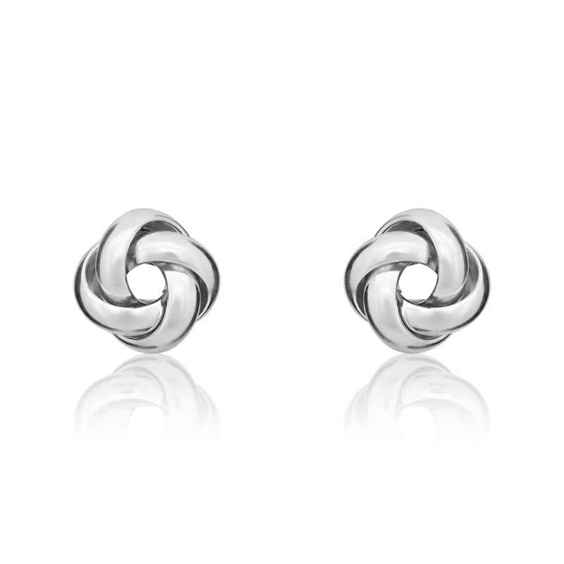 9ct White Gold 9mm Looped Knot Stud Earrings