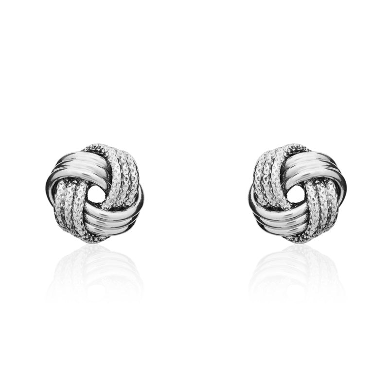 9ct White Gold 9.5mm Looped Knot Stud Earrings