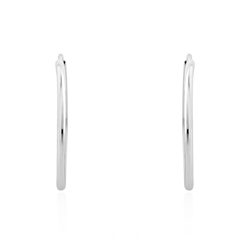 9ct White Gold 23mm Sleeper Hoop Earrings