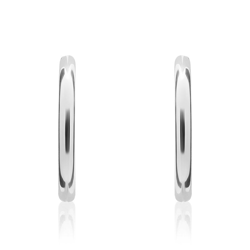 9ct White Gold 13mm Sleeper Hoop Earrings