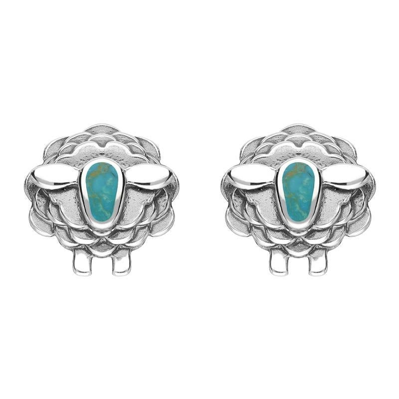 9ct White Gold Turquoise Sheep Stud Earrings