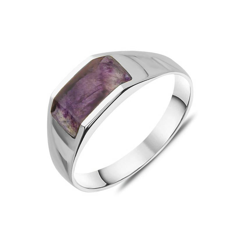 9ct White Gold Blue John Cut Off Band Ring