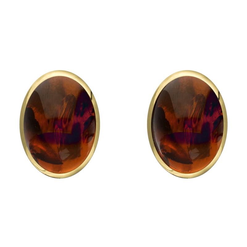 9ct Yellow Gold Amber 8 x 10mm Classic Large Oval Stud Earrings