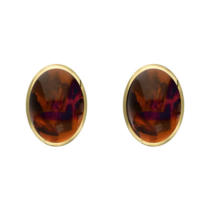 9ct Yellow Gold Amber 8 x 6mm Classic Medium Oval Stud Earrings