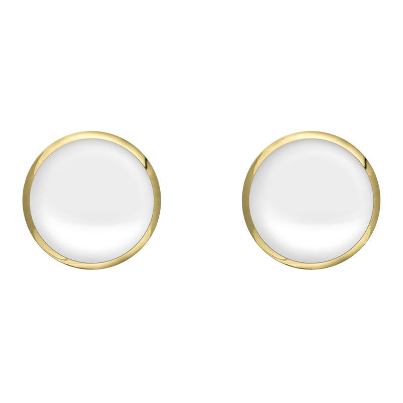 9ct Yellow Gold Bauxite 8mm Classic Large Round Stud Earrings