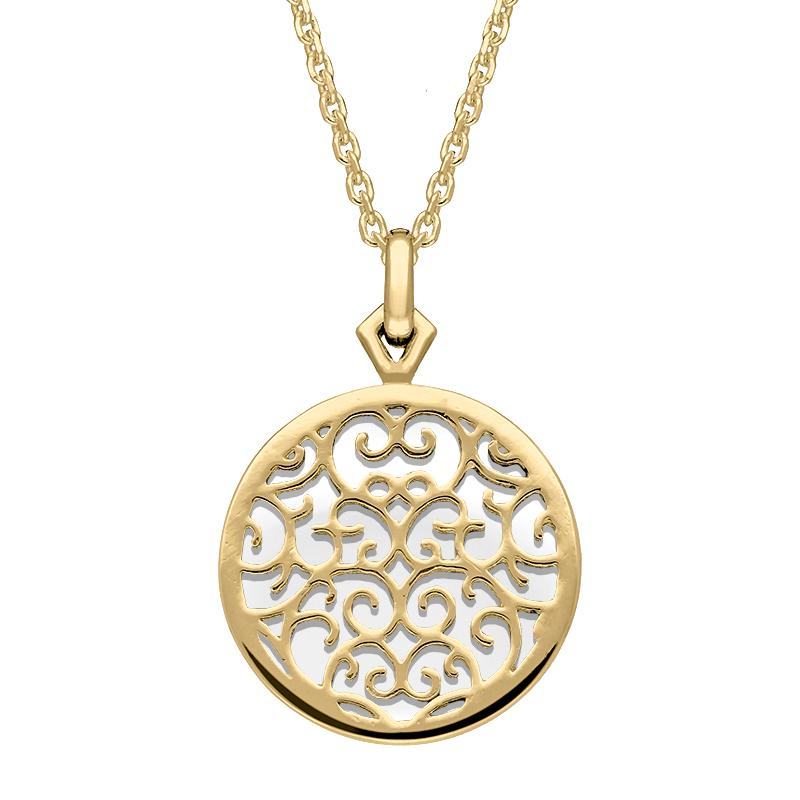 9ct Yellow Gold Bauxite Flore Filigree Necklace