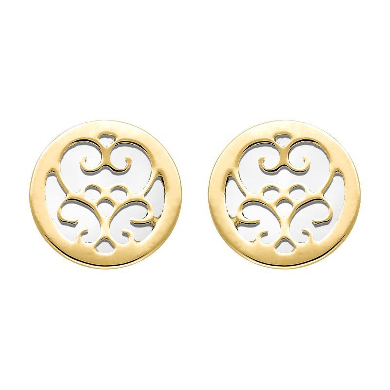 9ct Yellow Gold Bauxite Flore Filigree Stud Earrings