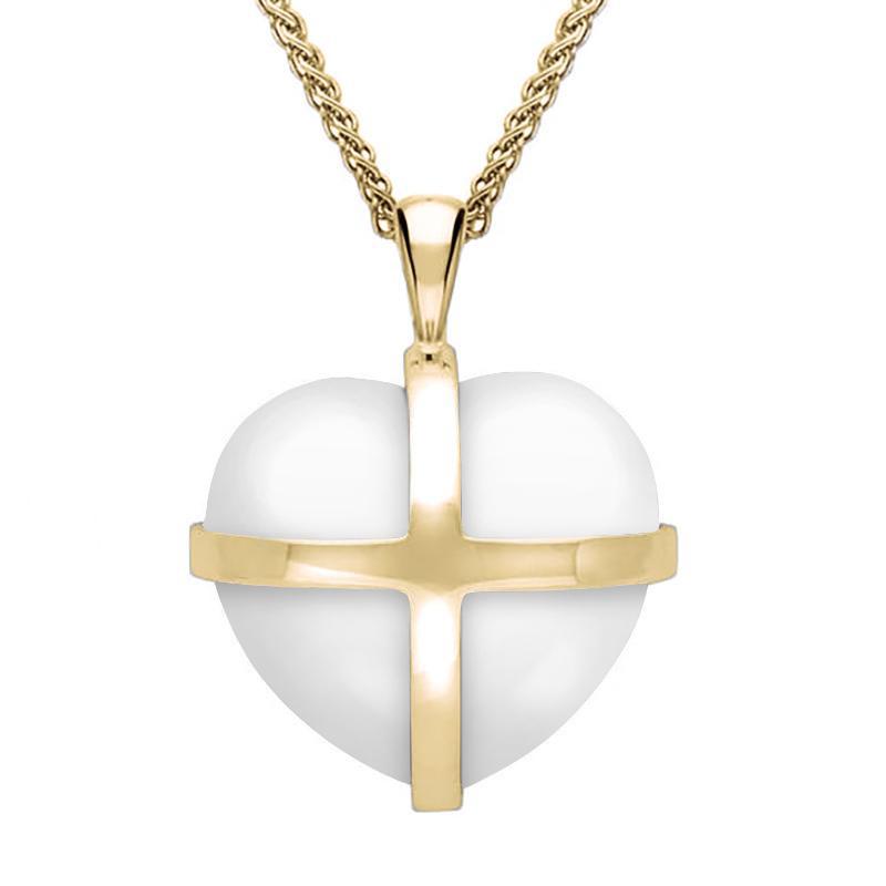 9ct Yellow Gold Bauxite Medium Cross Heart Necklace - Yellow Gold