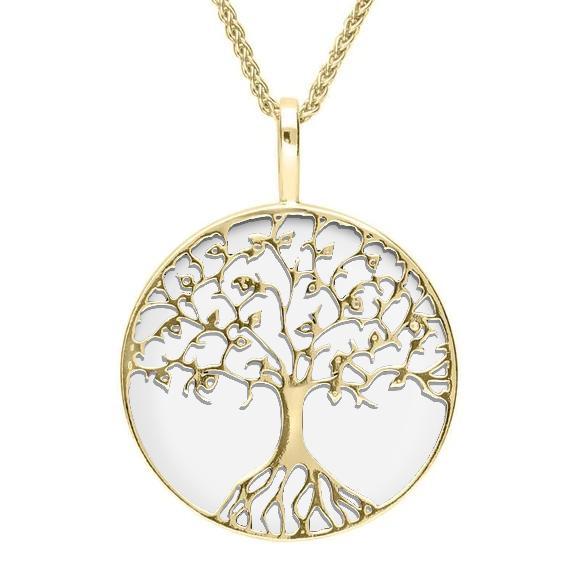 9ct Yellow Gold Bauxite Round Tree Of Life Necklace