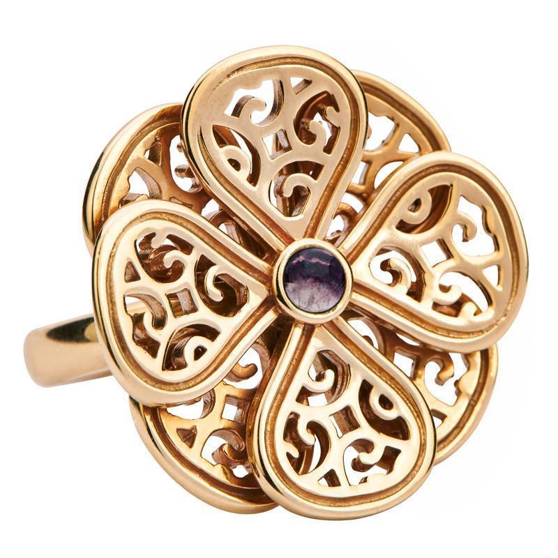9ct Yellow Gold Blue John Flore Eight Petal Flower Ring