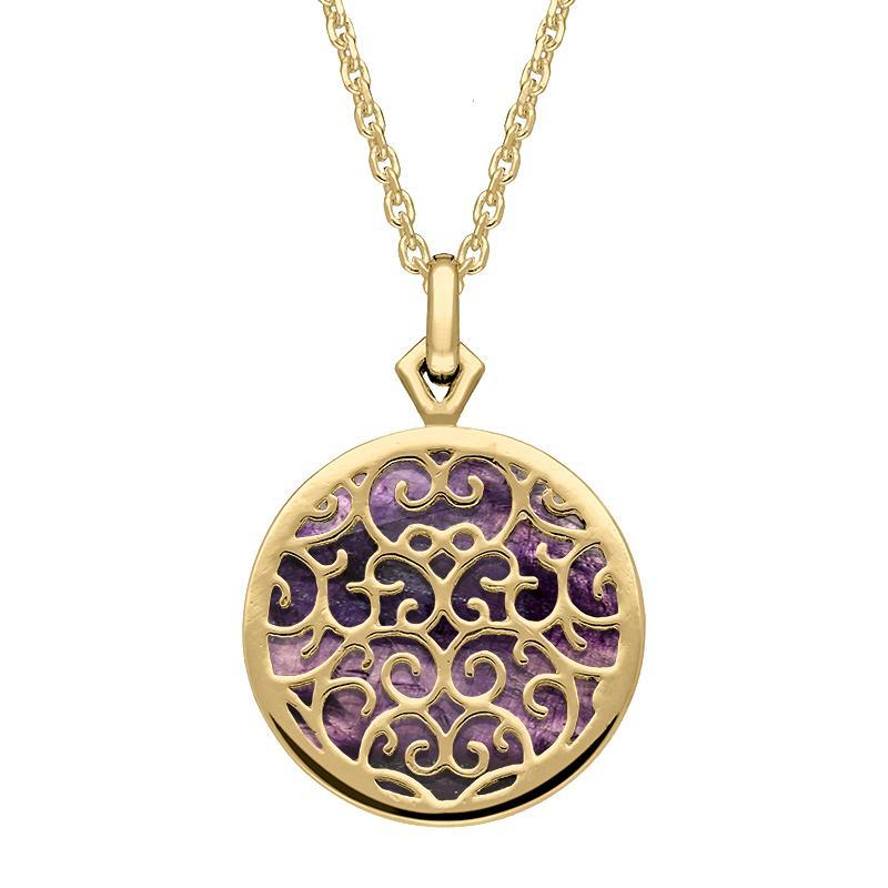 9ct Yellow Gold Blue John Flore Filigree Necklace