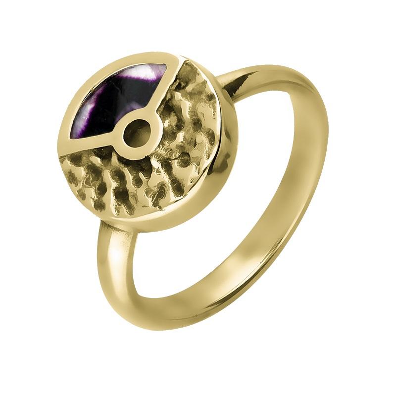 9ct Yellow Gold Blue John Peak District Millstone Small Ring