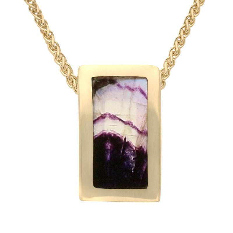 9ct Yellow Gold Blue John Oblong Stone Set Necklace - Option1 Value Yellow Gold