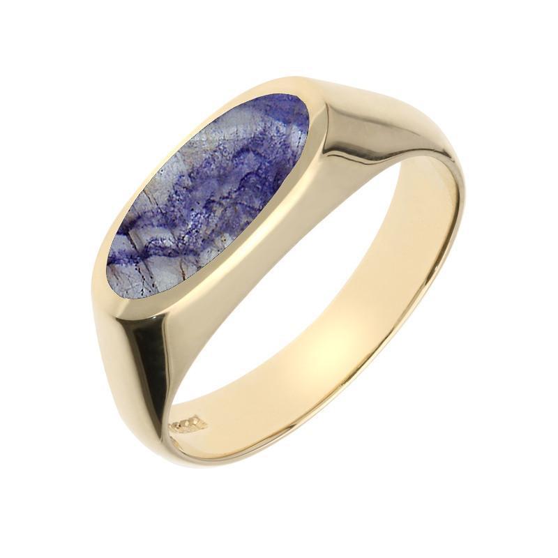 9ct Yellow Gold Blue John Oval Signet Ring - Yellow Gold