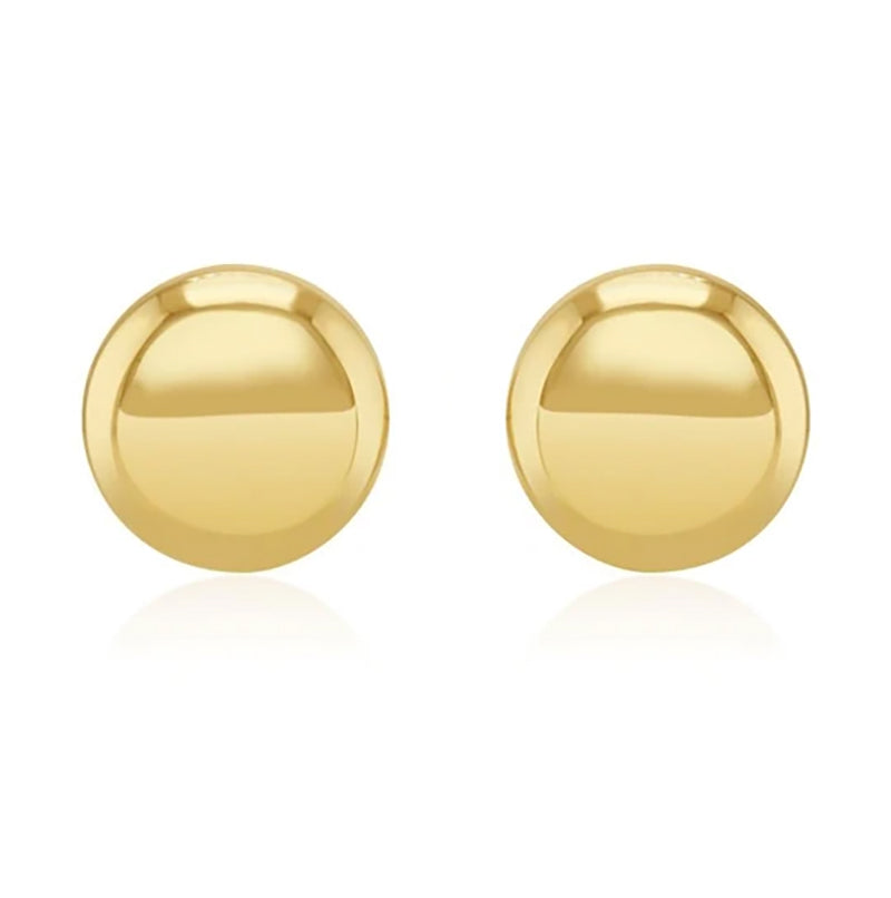 9ct Yellow Gold 12mm Button Stud Earrings