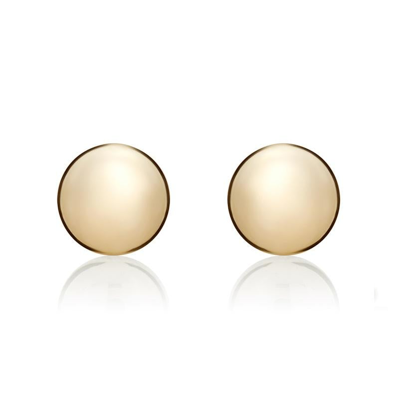 9ct Yellow Gold 10mm Button Stud Earrings
