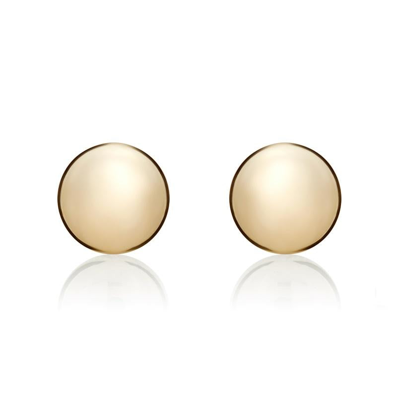 9ct Yellow Gold 8mm Button Stud Earrings