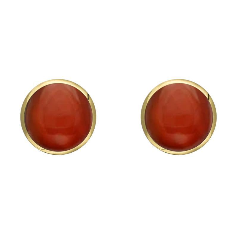 9ct Yellow Gold Carnelian 6mm Classic Medium Round Stud Earrings