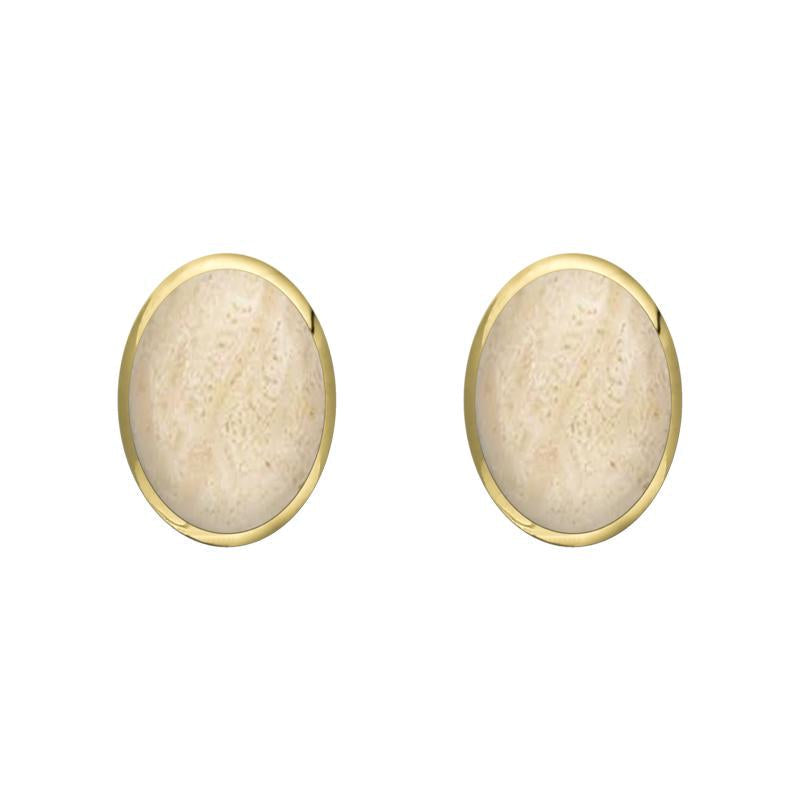 9ct Yellow Gold Coquina 7 x 5mm Classic Small Oval Stud Earrings