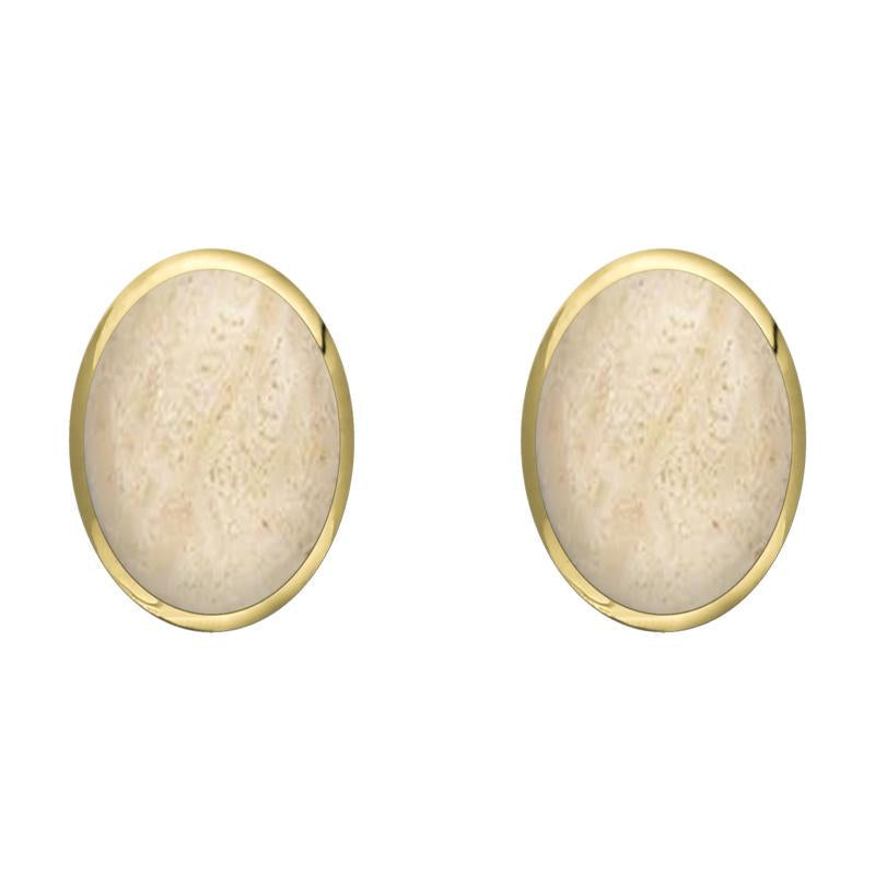 9ct Yellow Gold Coquina 8 x 10mm Classic Large Oval Stud Earrings