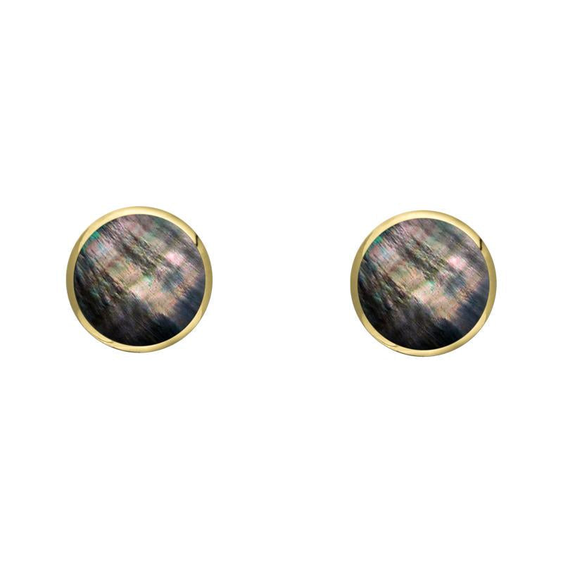 9ct Yellow Gold Dark Mother of Pearl 4mm Classic Small Round Stud Earrings