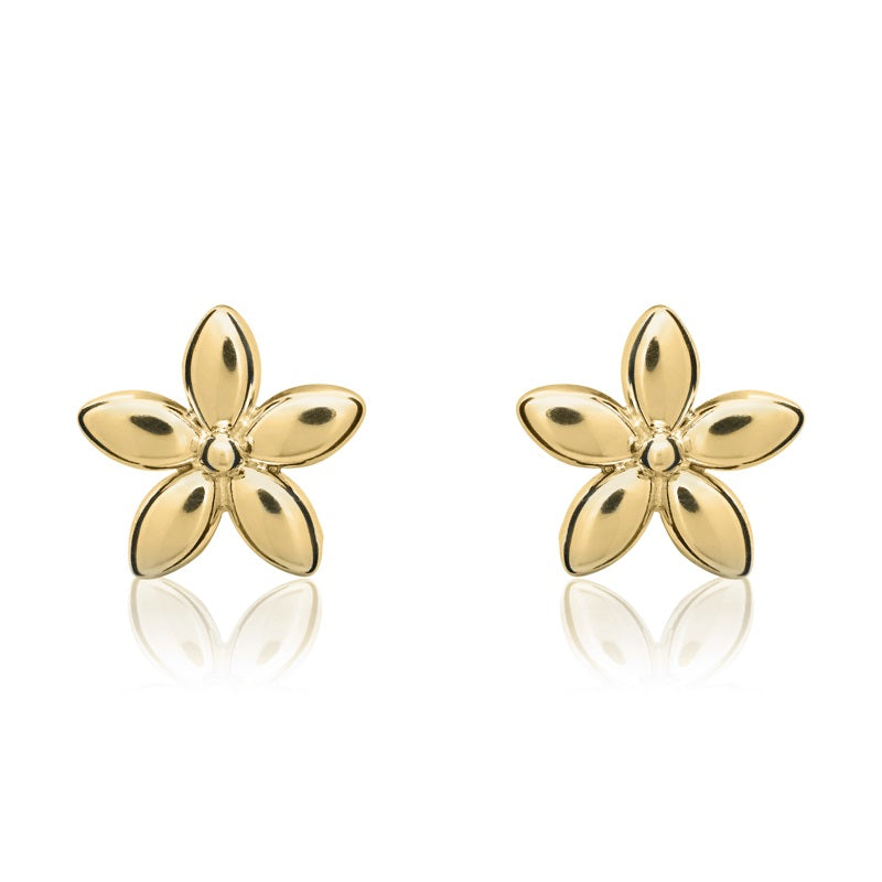 9ct Yellow Gold 9mm Flower Stud Earrings