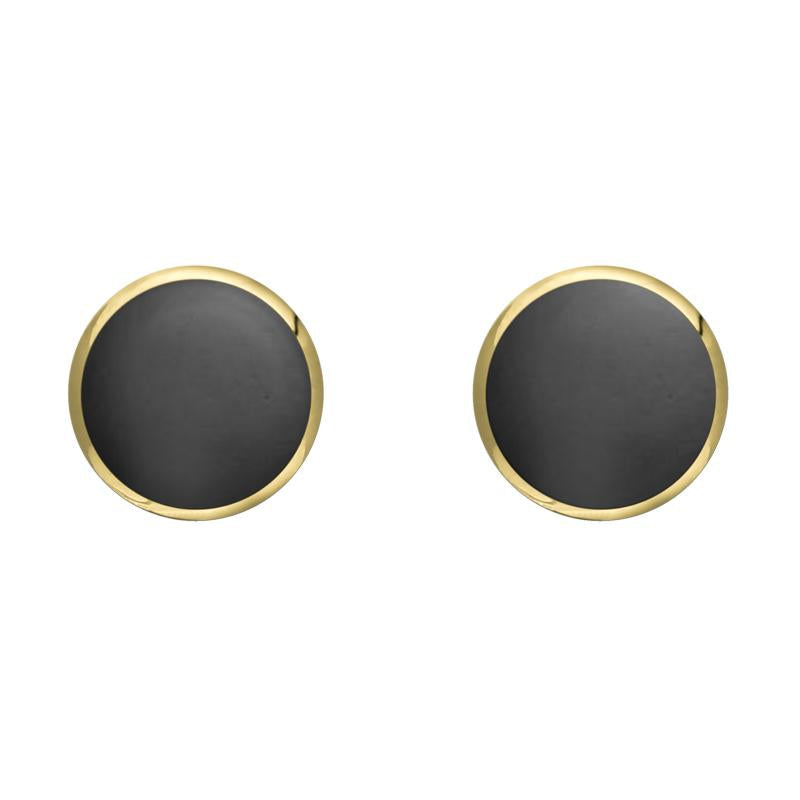 9ct Yellow Gold Hematite 6mm Classic Medium Round Stud Earrings