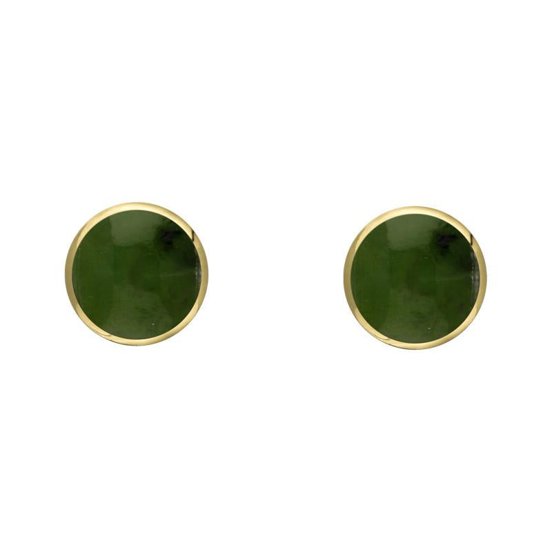 9ct Yellow Gold Jade 4mm Classic Small Round Stud Earrings