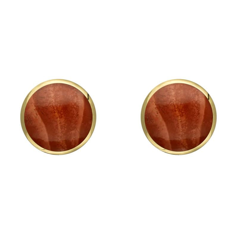 9ct Yellow Gold Jasper 6mm Classic Medium Round Stud Earrings