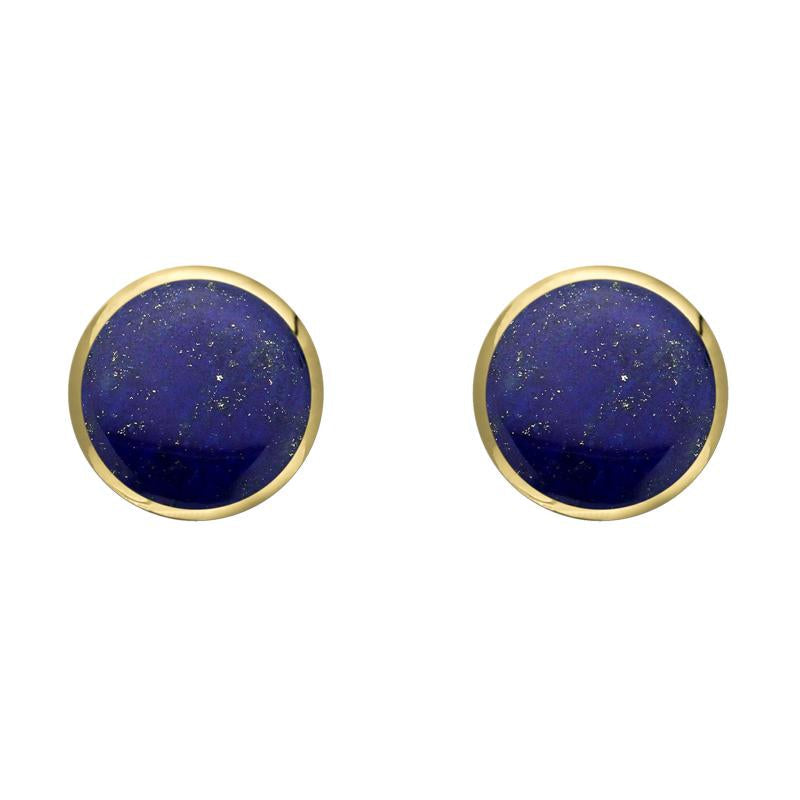 9ct Yellow Gold Lapis Lazuli 6mm Classic Medium Round Stud Earrings