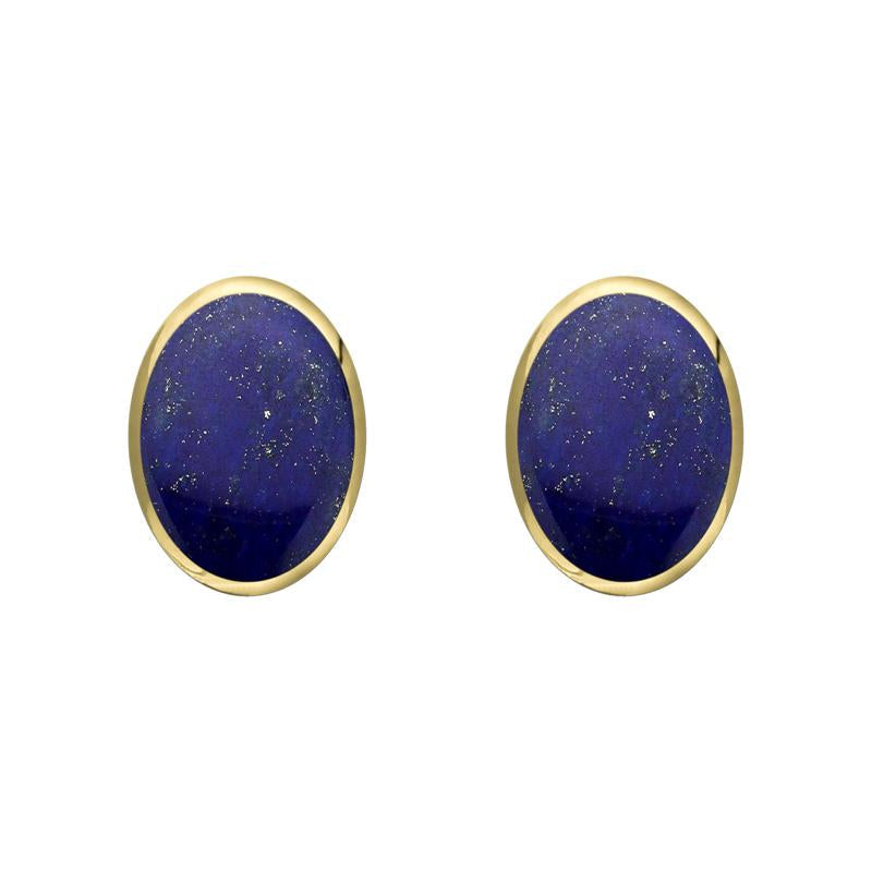 9ct Yellow Gold Lapis Lazuli 7 x 5mm Classic Small Oval Stud Earrings